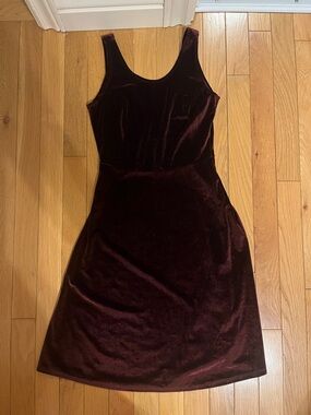 Burgundy velvet mini dress